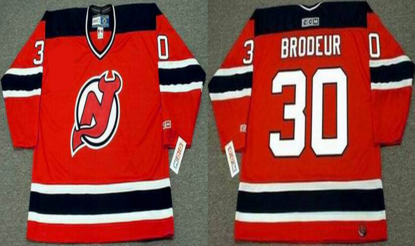 2019 Men New Jersey Devils 30 Brodeur red Style #2 CCM NHL jerseys->new jersey devils->NHL Jersey
